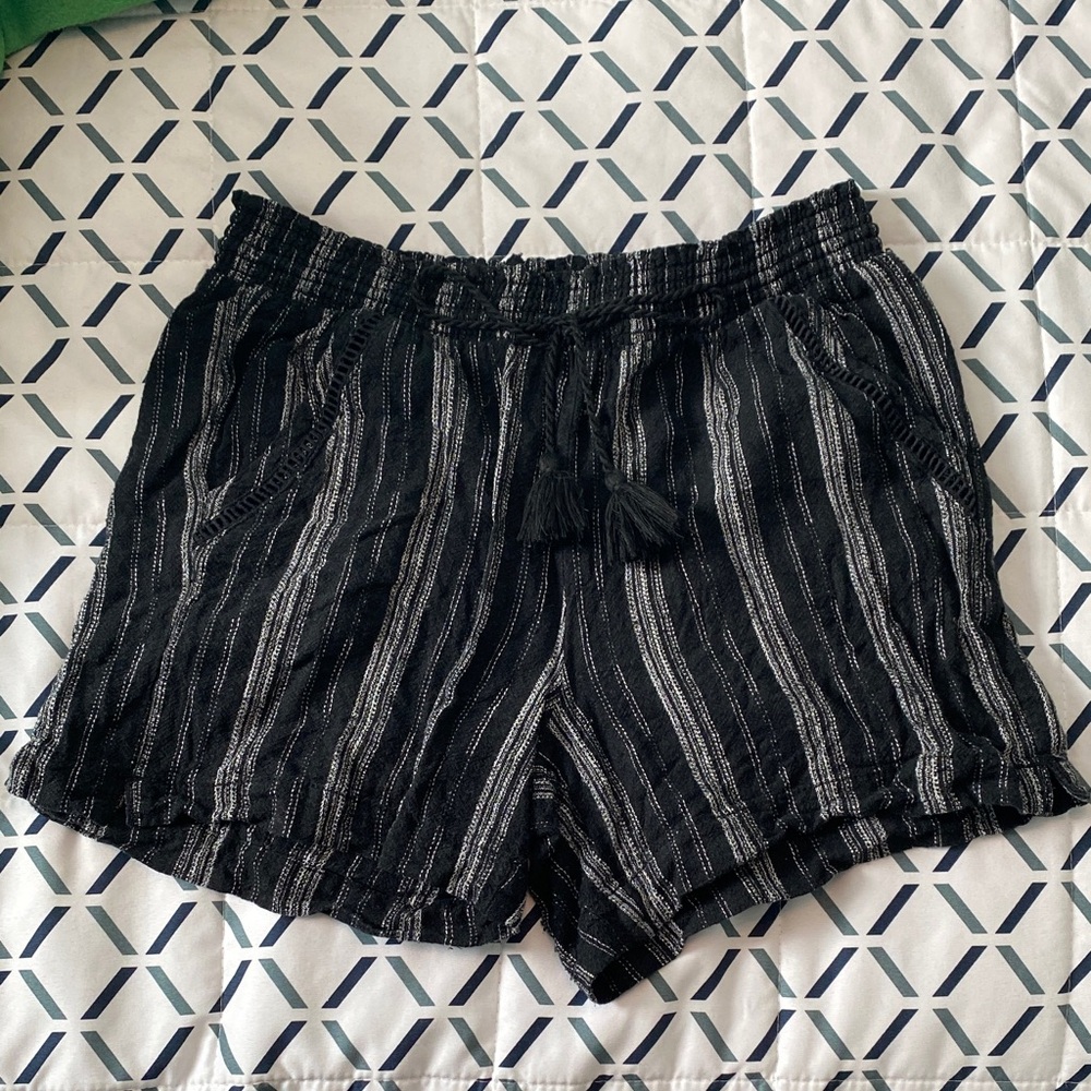 Briggs New York Black and White Striped High Waist Shorts
